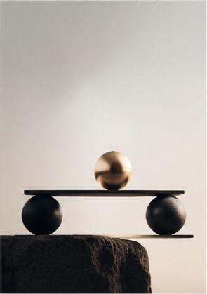Spheres balanced on a beam