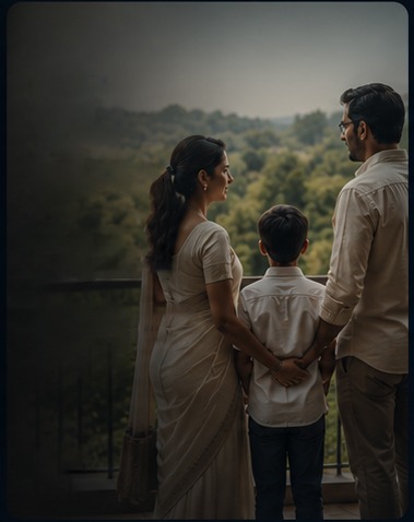 Family looking out over a scenic view together